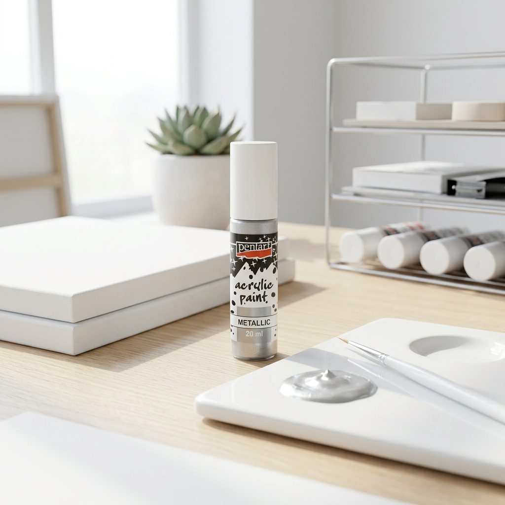 Akrylová barva metalická PENTART 20 ml ROKOKO STŘÍBRNÁ