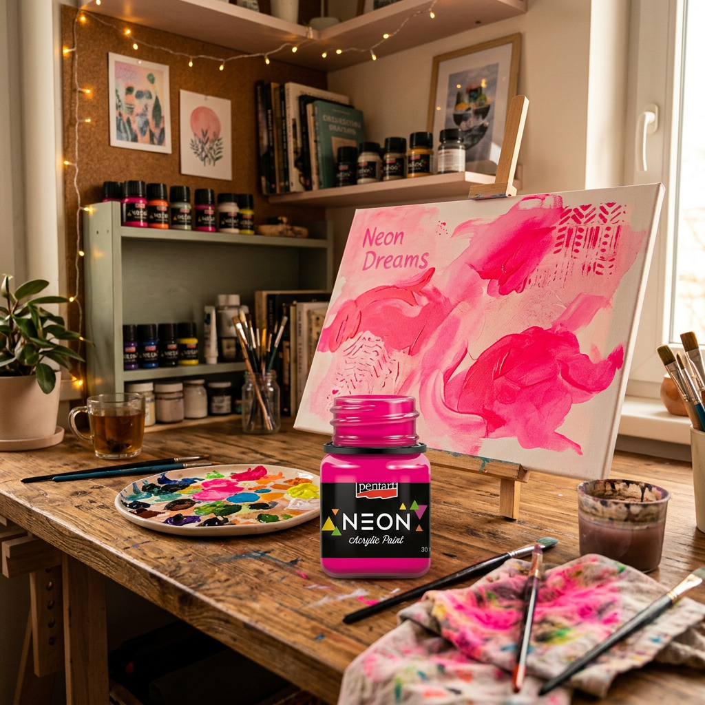 Akrylová barva NEON PENTART 30 ml RŮŽOVÁ