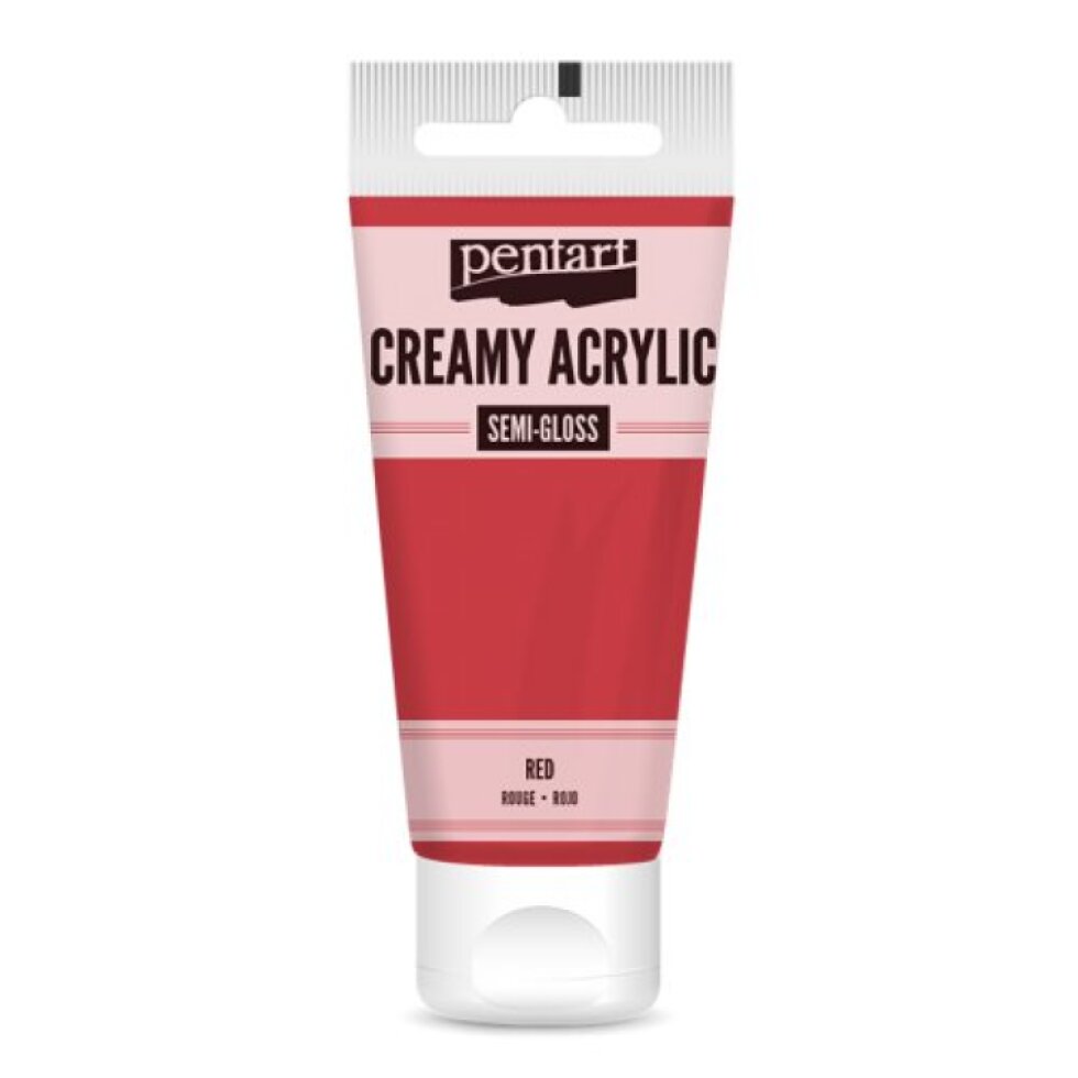 Krémová akrylová barva pololesklá PENTART 60 ml ČERVENÁ
