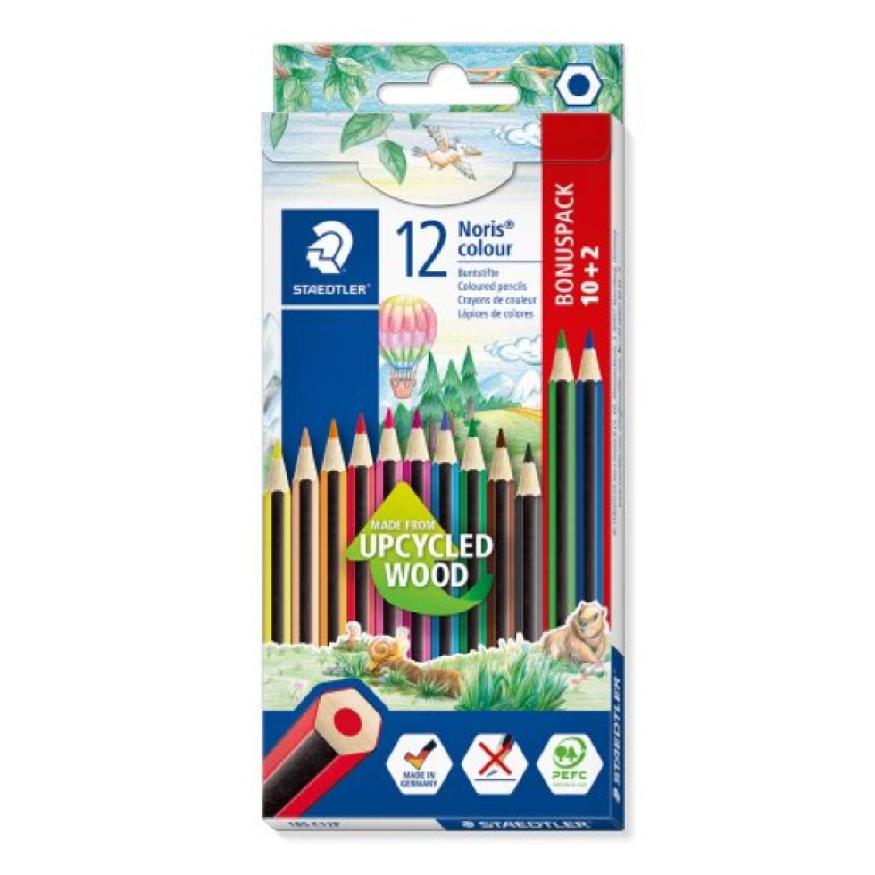 Barevné pastelky Noris Colour - 10+2 mix barev - šestihranné STAEDTLER
