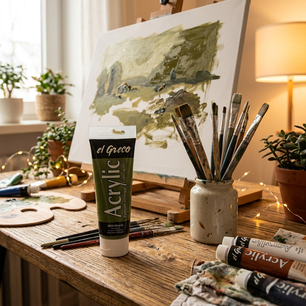 Akrylová barva EL GRECO 75 ml OLIVOVÁ ZELENÁ