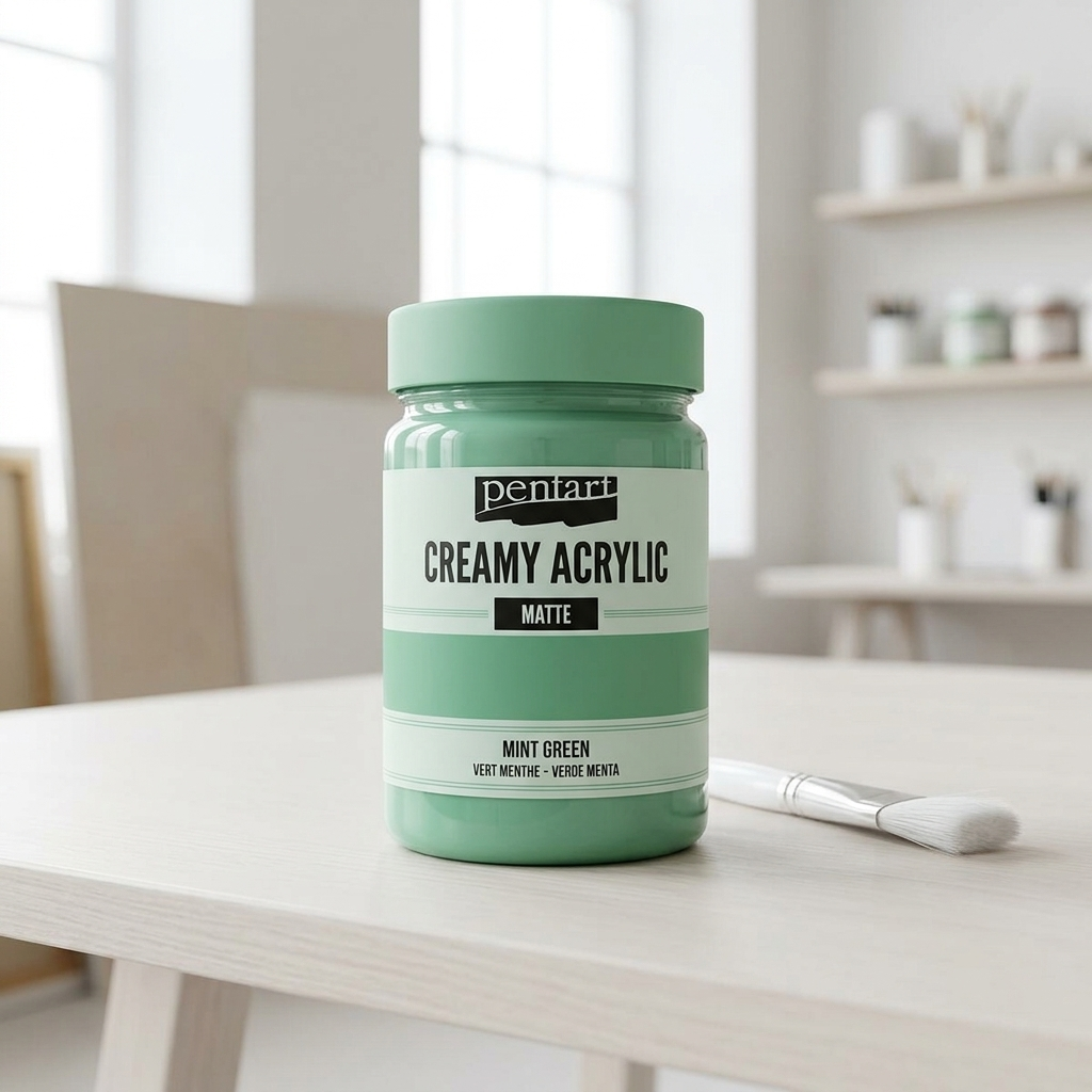 Krémová akrylová barva matná PENTART 60 ml MENTOLOVÁ ZELENÁ