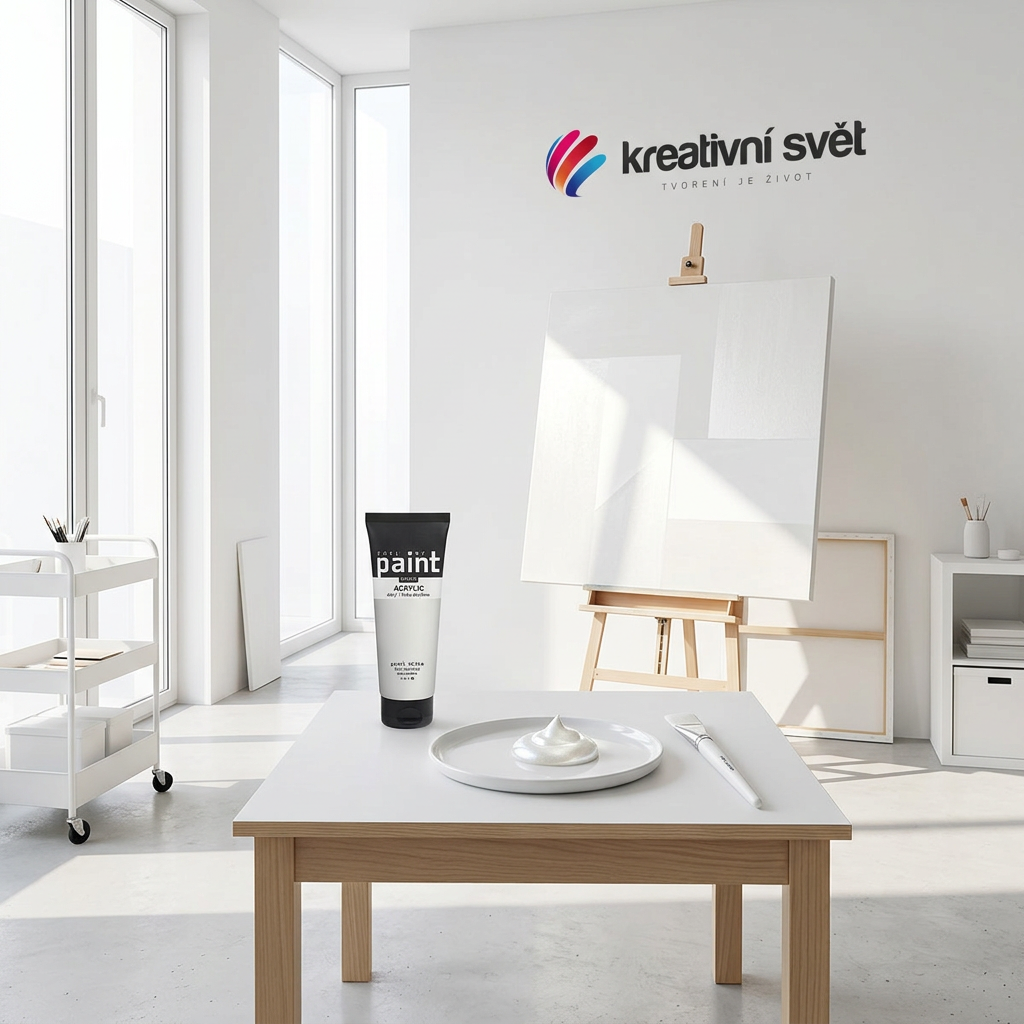 Akrylová barva FeelMyPaint 120 ml PERLEŤOVÁ BÍLÁ - certifikace o bezpečnosti dětských hraček