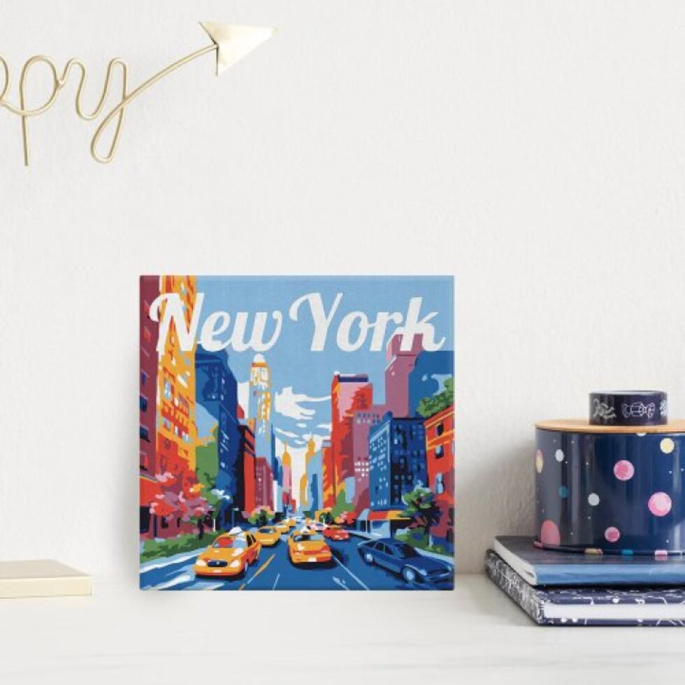 Mini malování podle čísel - Travel poster NEW YORK CITY 20 x 20 cm na rámu