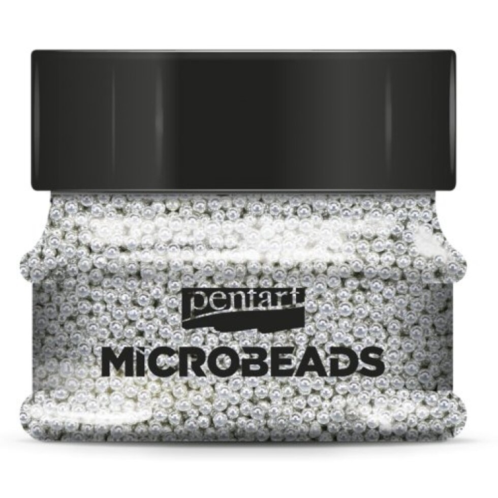 Korálky skleněné MICROBEADS PENTART 40 g STŘÍBRNÁ