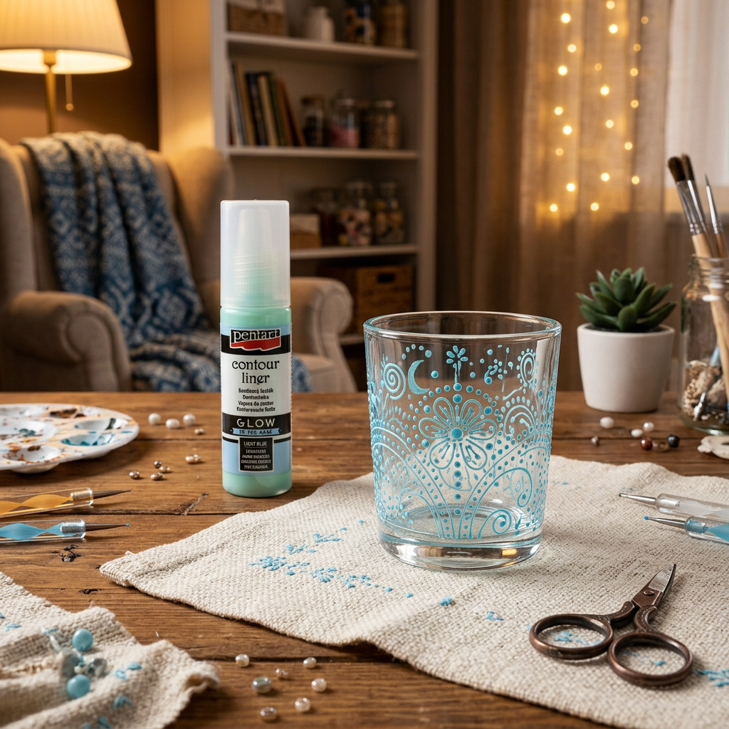 Konturovací liner svítící ve tmě PENTART 20 ml SVĚTLÁ MODRÁ