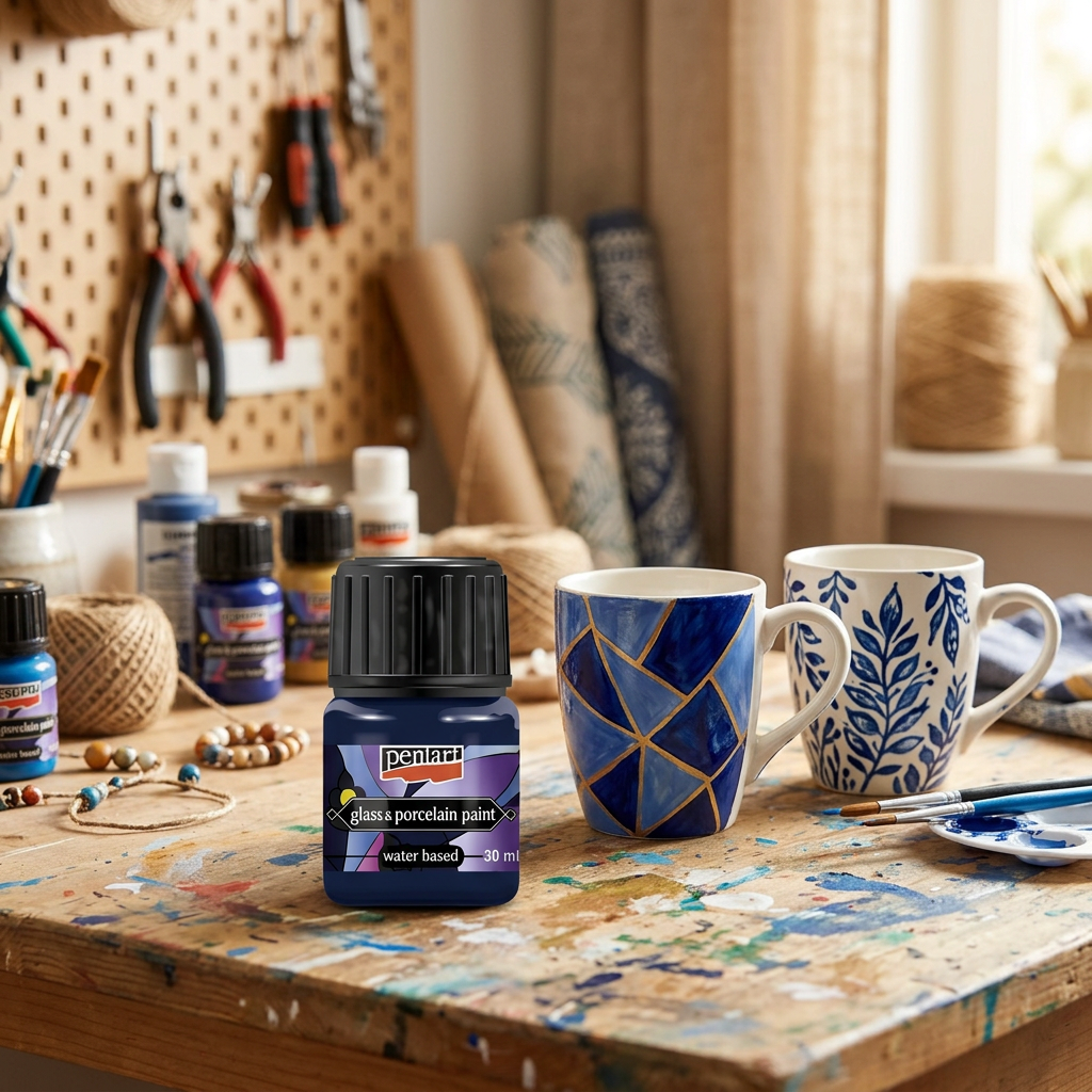 Barva na sklo a porcelán PENTART 30 ml MODRÁ