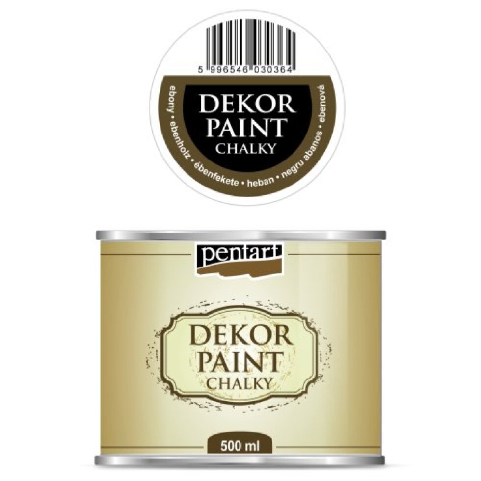 Křídová a dekorační barva PENTART 500 ml EBENOVÁ ČERNÁ