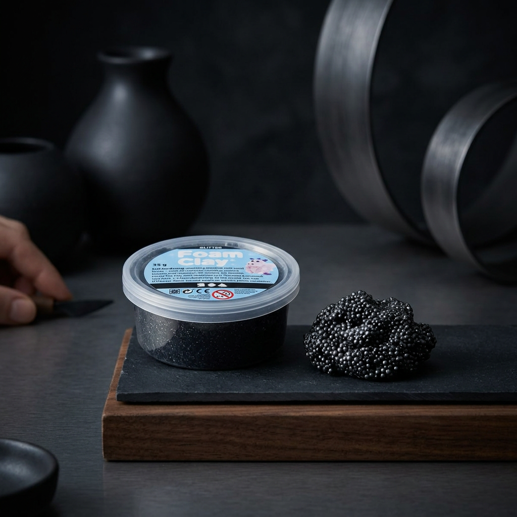 Samotvrdnoucí modelovací pěnová kuličková hmota Foam Clay 35g ČERNÁ TŘPYTIVÁ