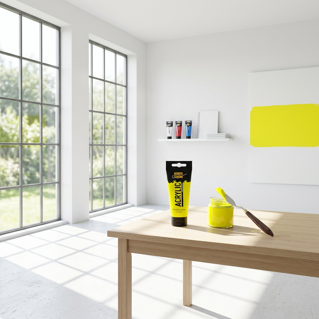 Akrylová barva SOLO GOYA 100 ml FLUORESCENČNÍ ŽLUTÁ