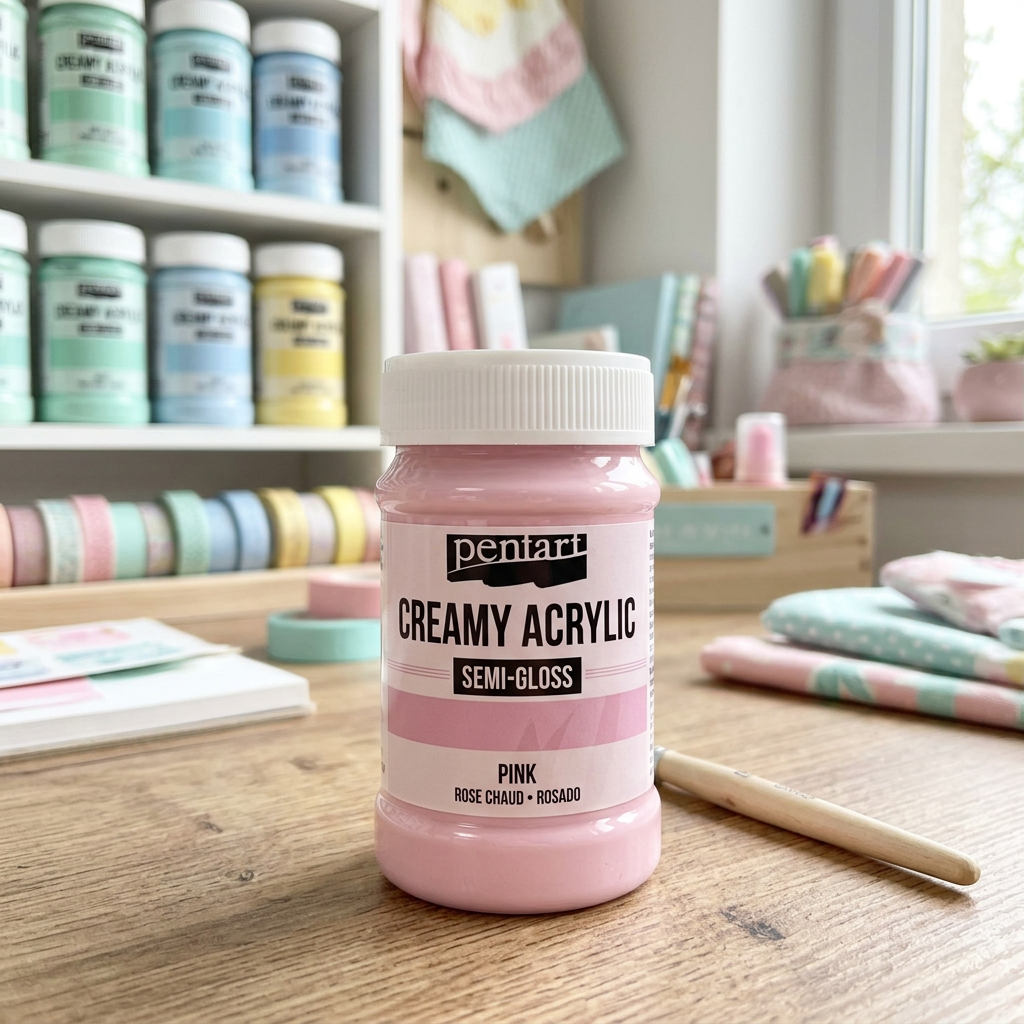 Krémová akrylová barva pololesklá PENTART 60 ml RŮŽOVÁ