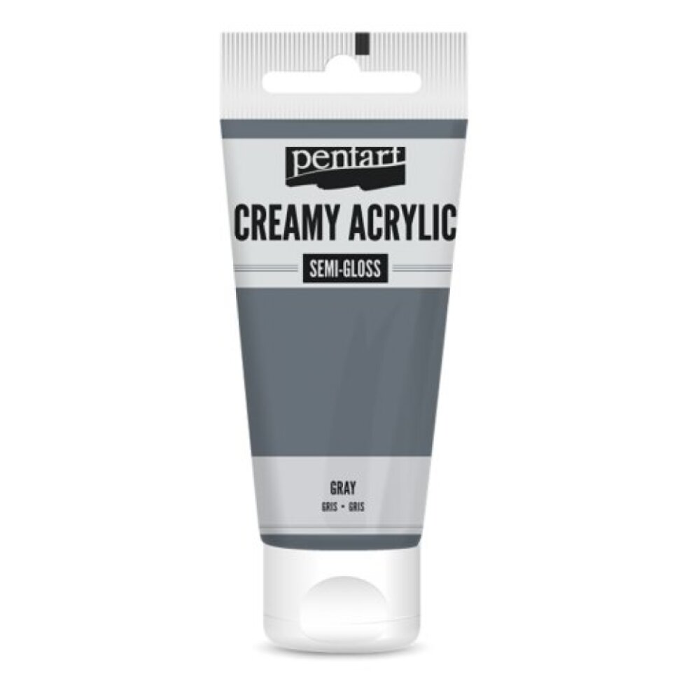 Krémová akrylová barva pololesklá PENTART 60 ml ŠEDÁ