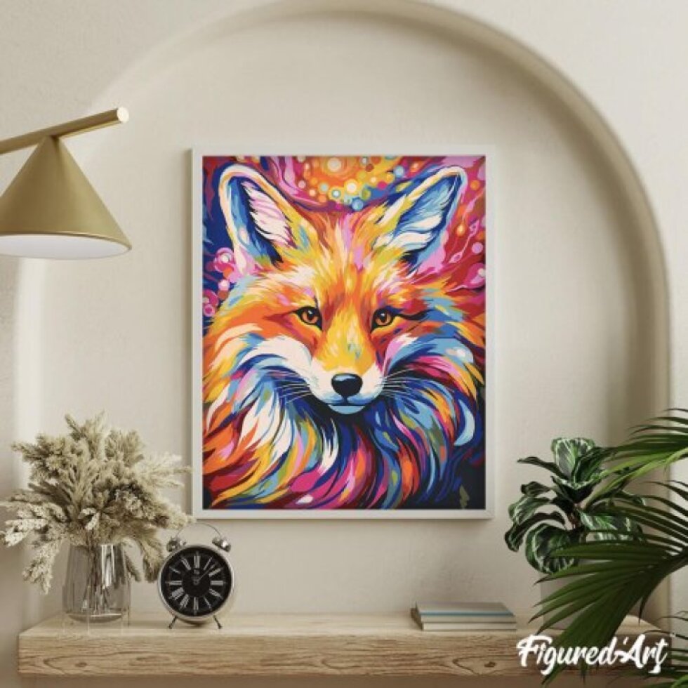 Malování podle čísel - BAREVNÁ LIŠKA na rámu 40 x 50 cm