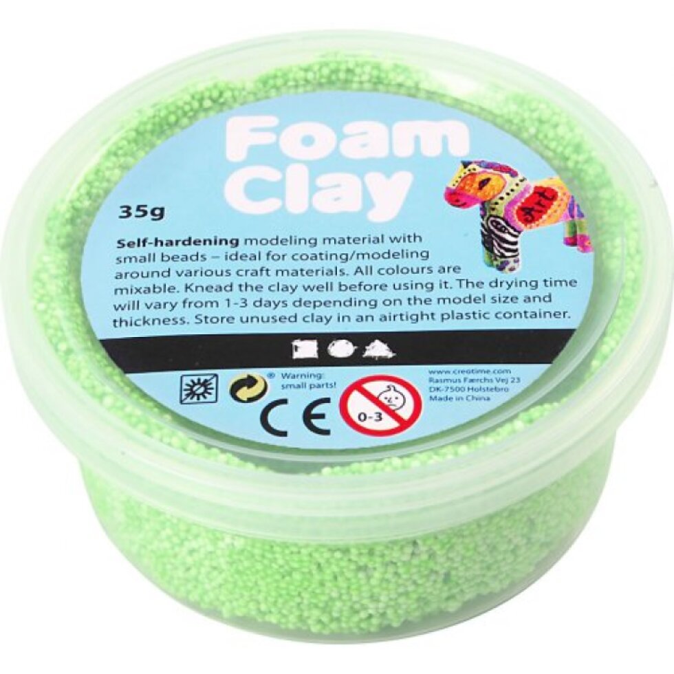 Samotvrdnoucí modelovací pěnová kuličková hmota Foam Clay 35g NEON ZELENÁ
