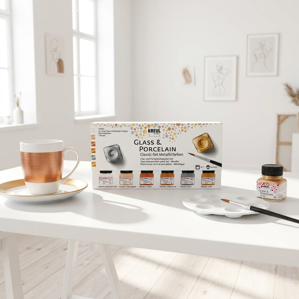 Sada barev na sklo a porcelán KREUL METALLIC 6 x 20 ml