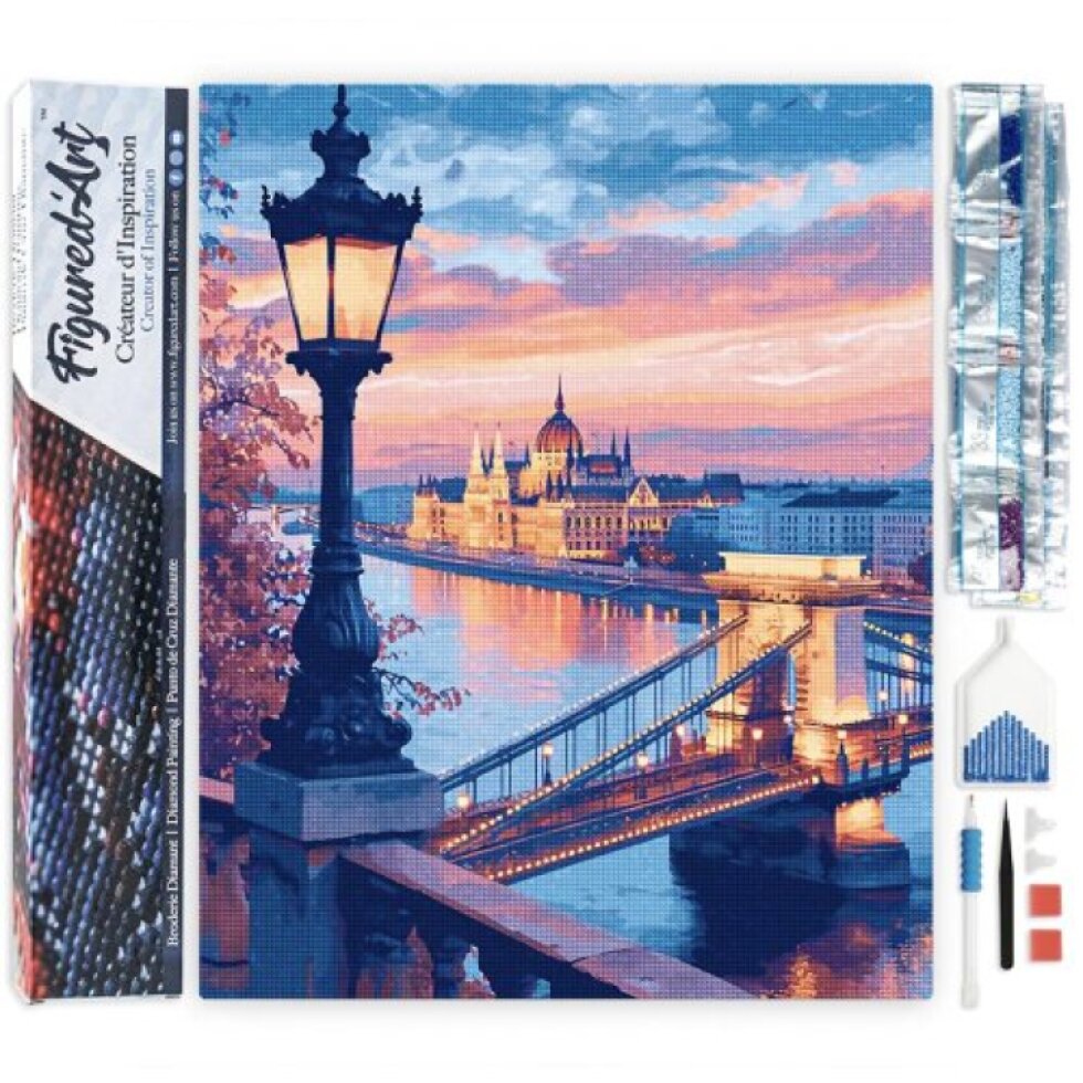 Diamantové malování - BUDAPEŠŤ ZA SOUMRAKU 40 x 50 cm bez rámu