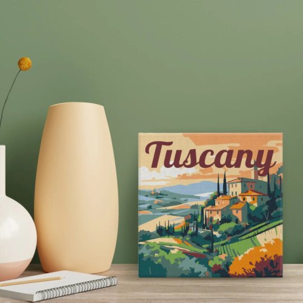 Mini malování podle čísel - Travel Poster TOSKÁNSKÉ LÉTO 20 x 20 cm na rámu