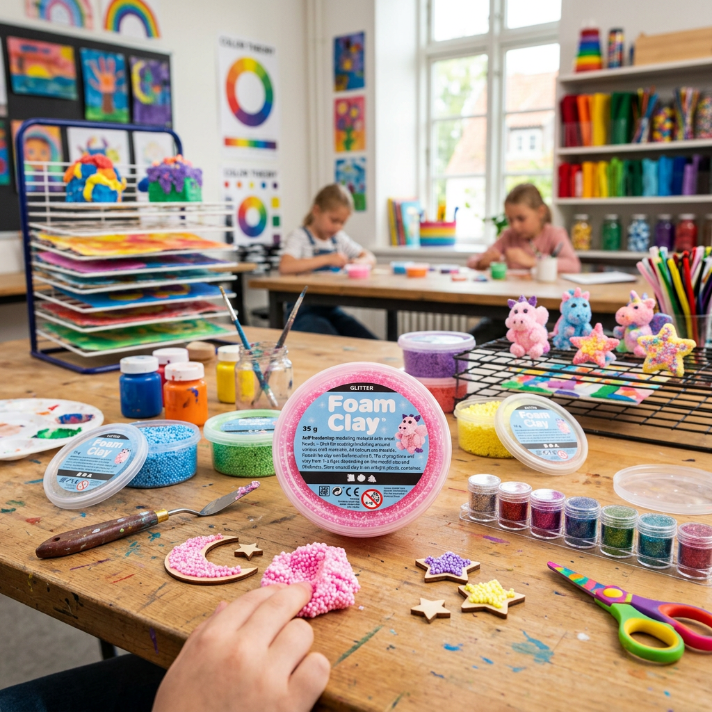 Samotvrdnoucí modelovací pěnová kuličková hmota Foam Clay 35g RŮŽOVÁ TŘPYTIVÁ