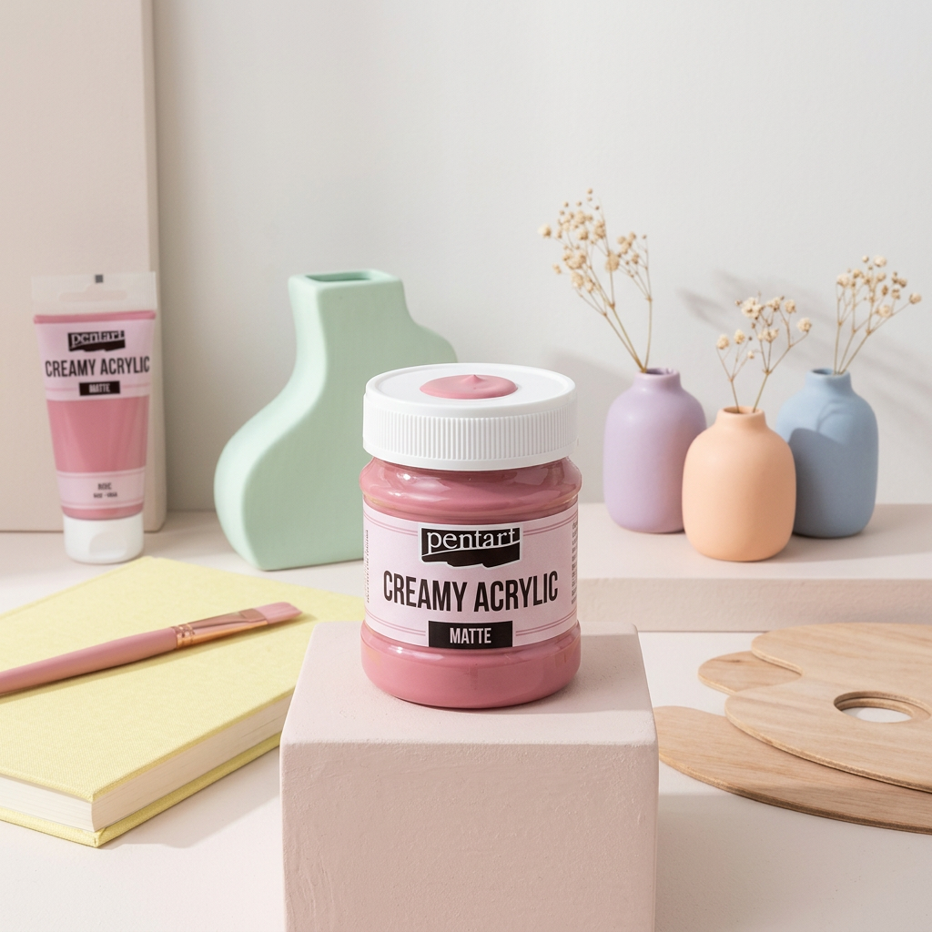 Krémová akrylová barva matná PENTART 60 ml RŮŽOVÁ