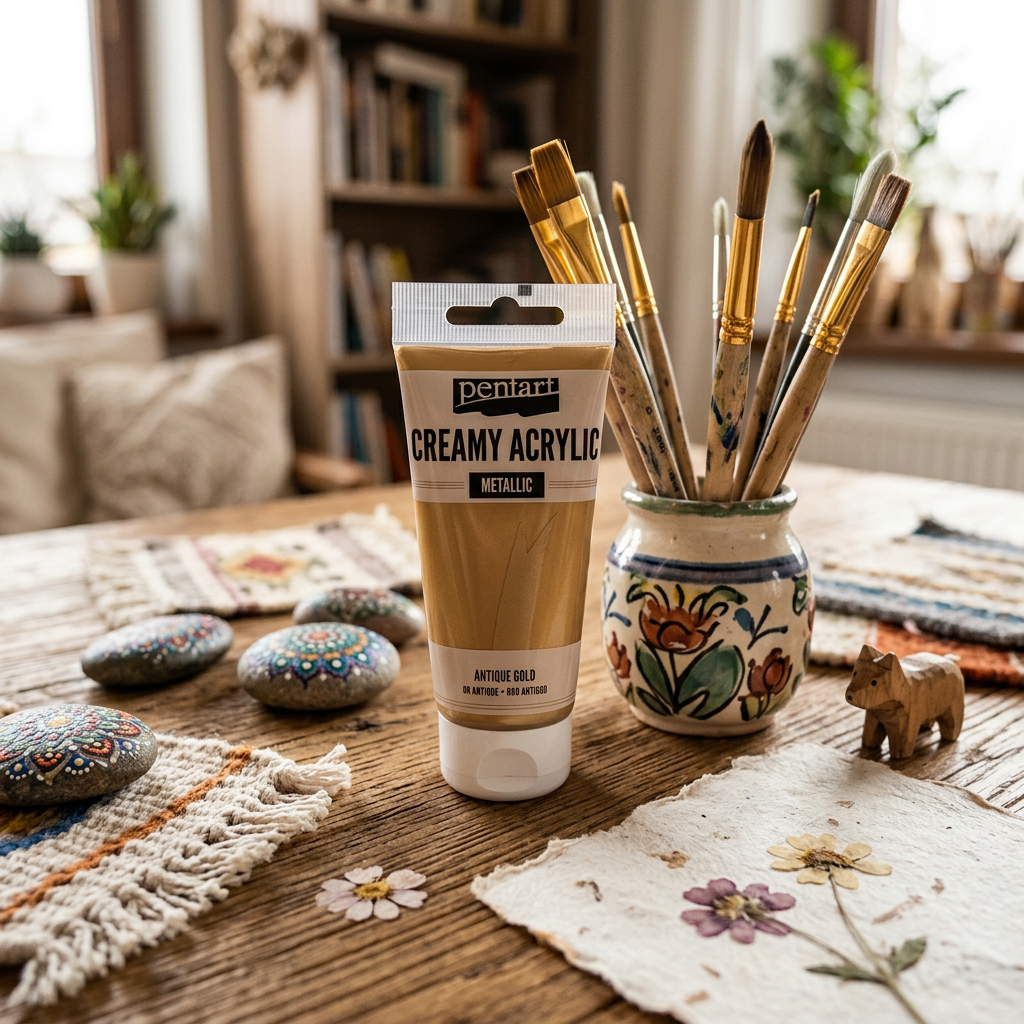 Krémová akrylová barva metalická PENTART 60 ml
