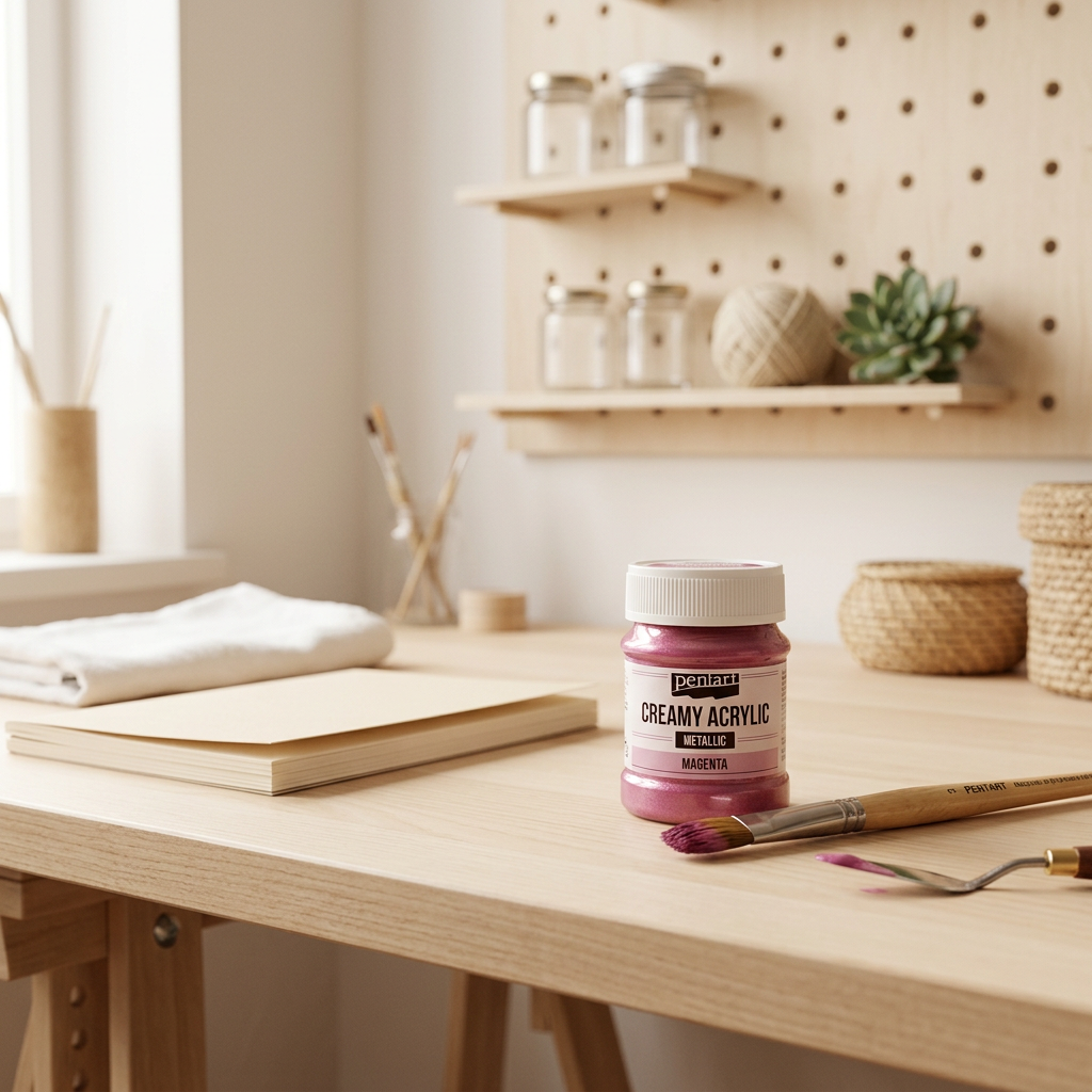 Krémová akrylová barva metalická PENTART 60 ml MAGENTA