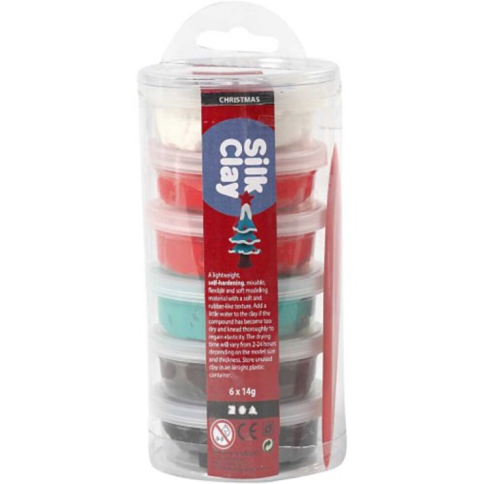 Silk Clay hedvábná modelovací hmota SADA 6 barev VÁNOČNÍ BARVY