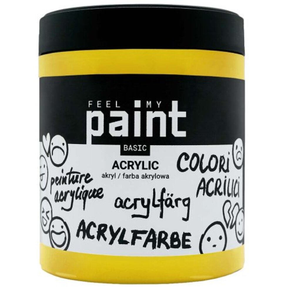 Akrylová barva FeelMyPaint 500 ml PRIMÁRNÍ ŽLUTÁ - certifikace o bezpečnosti dětských hraček