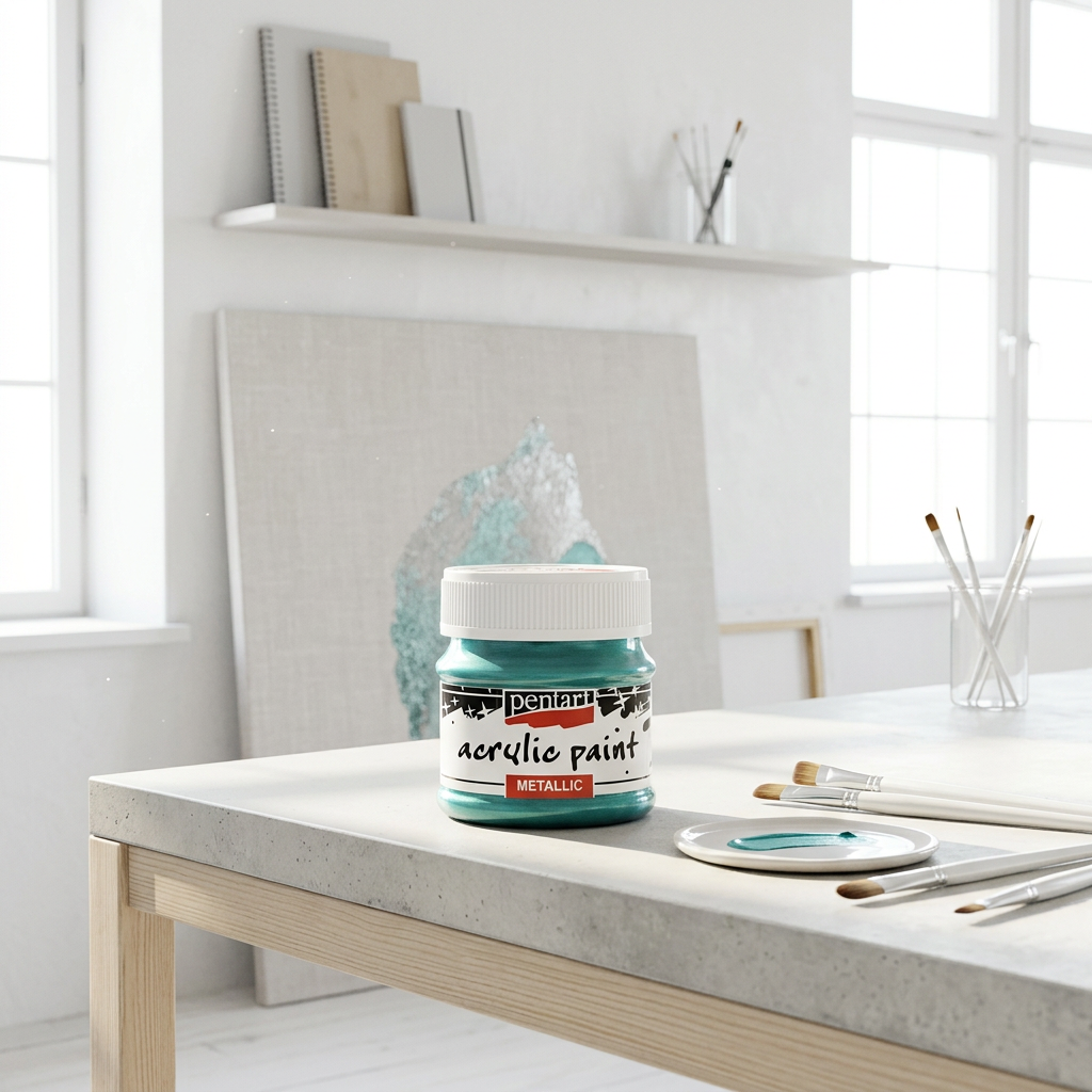 Akrylová barva metalická PENTART 50 ml MODROZELENÁ