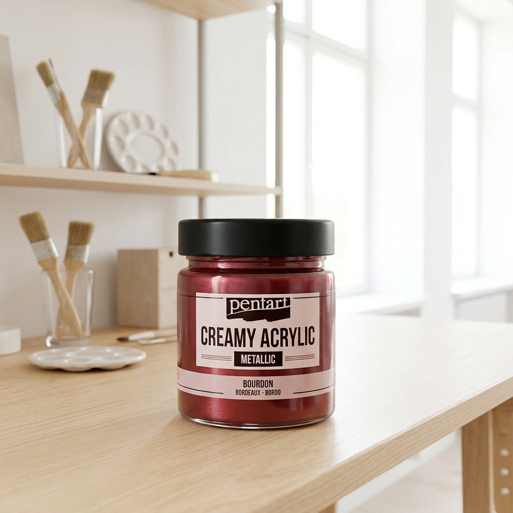 Krémová akrylová barva metalická PENTART 60 ml BOURDON