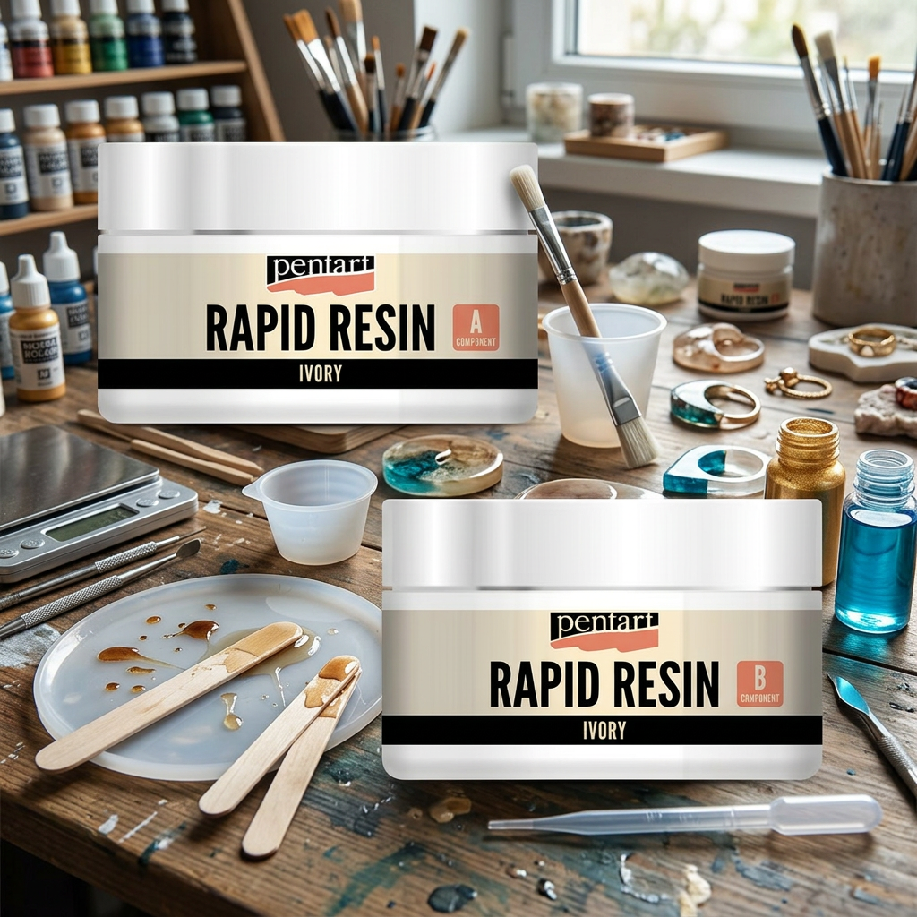 Rychle tuhnoucí pryskyřice Rapid Resin PENTART 150 ml SLONOVINOVÁ