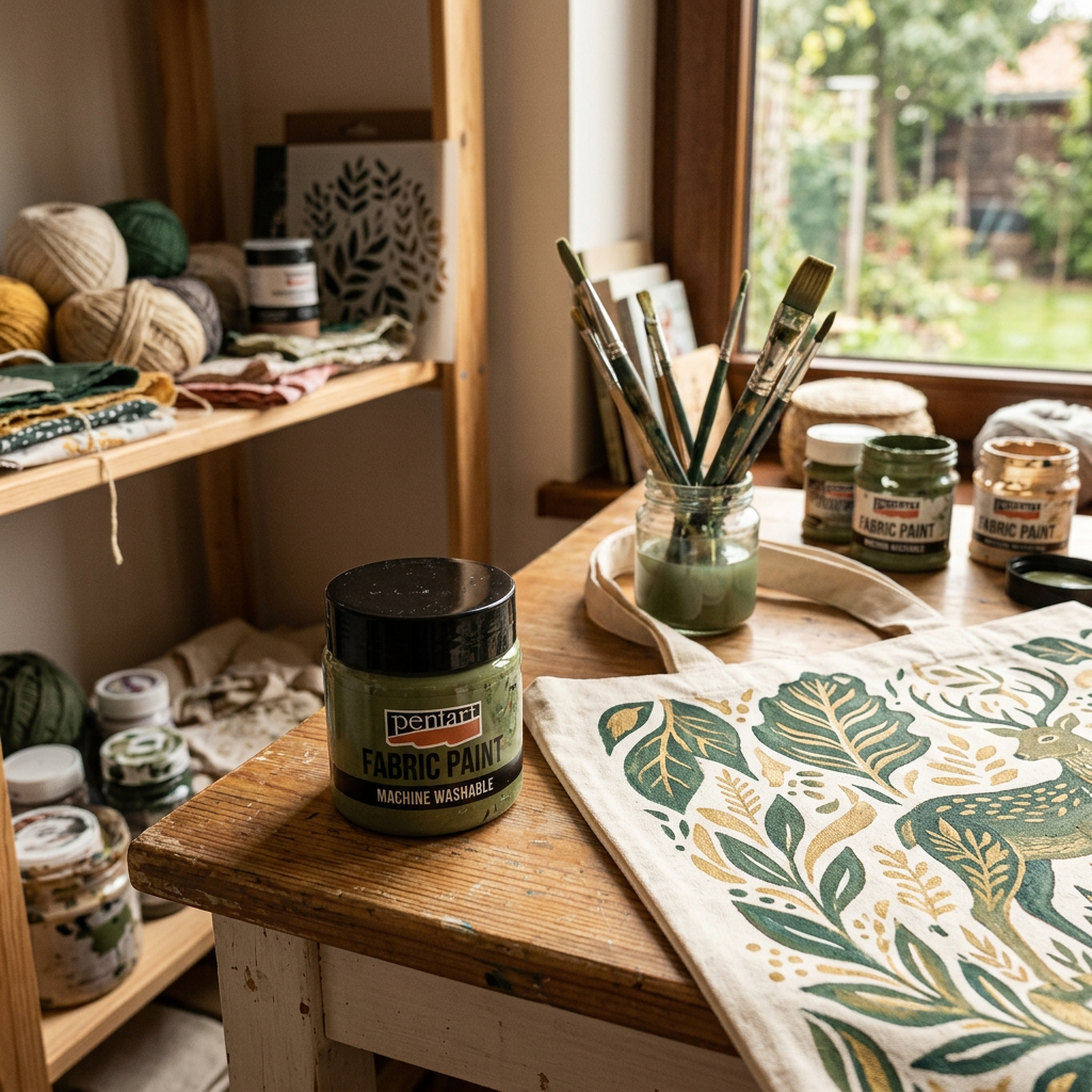 Barva na světlý a tmavý textil PENTART 50 ml BOROVICOVÁ ZELENÁ