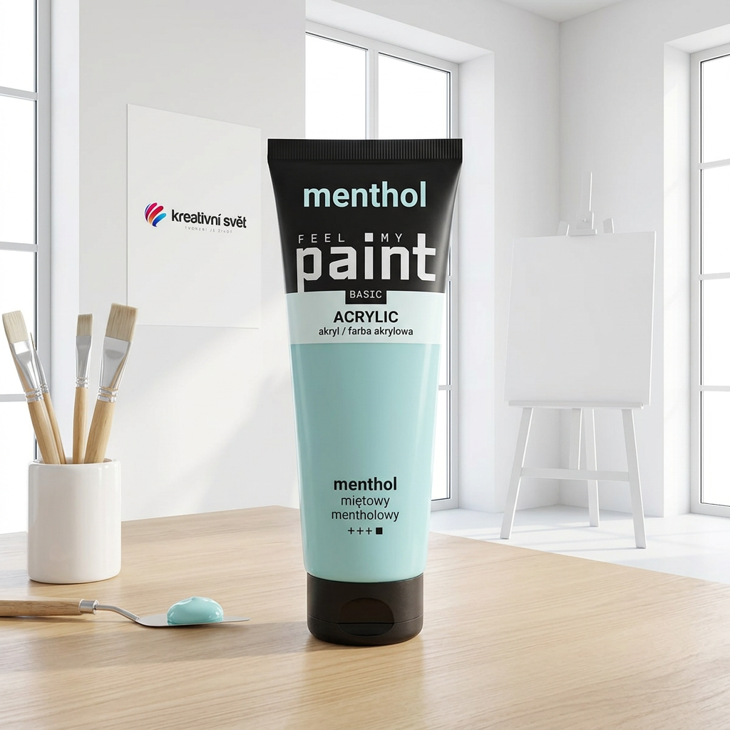 Akrylová barva FeelMyPaint 120 ml MENTOLOVÁ - certifikace o bezpečnosti dětských hraček