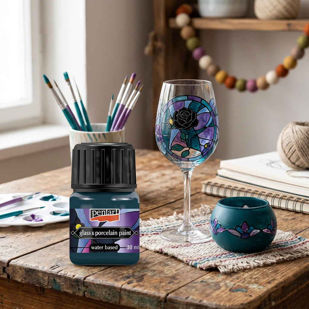 Barva na sklo a porcelán PENTART 30 ml TYRKYSOVÁ ZELENÁ