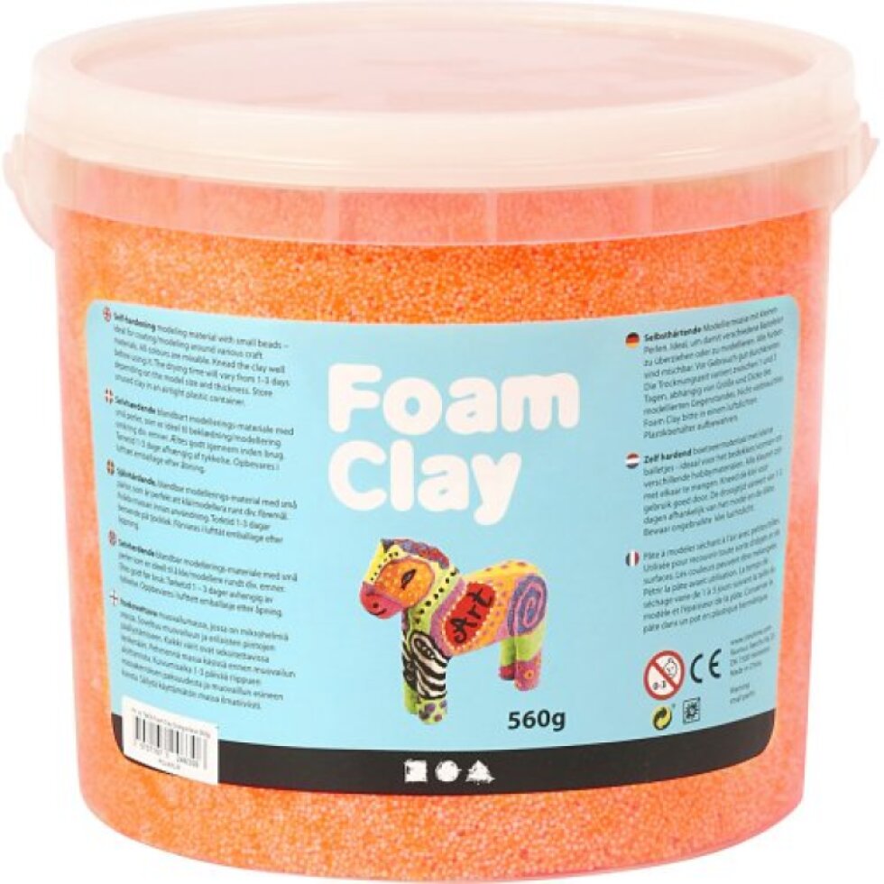 Samotvrdnoucí modelovací pěnová kuličková hmota Foam Clay NEONOVÁ ORANŽOVÁ 560g