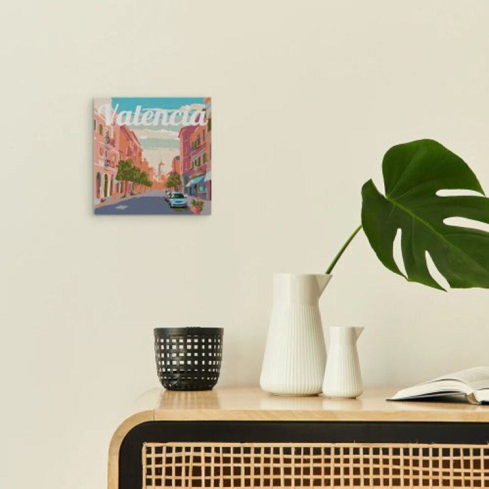Mini malování podle čísel - Travel Poster VALENCIA 20 x 20 cm na rámu
