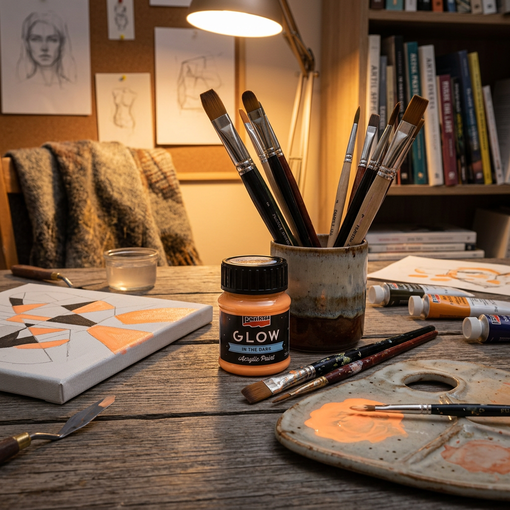Akrylová barva svítící ve tmě PENTART 30 ml ORANŽOVÁ