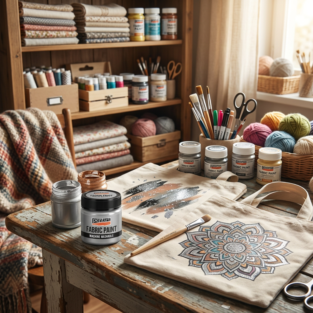 Barva na světlý a tmavý textil metalická PENTART 50 ml STŘÍBRNÁ