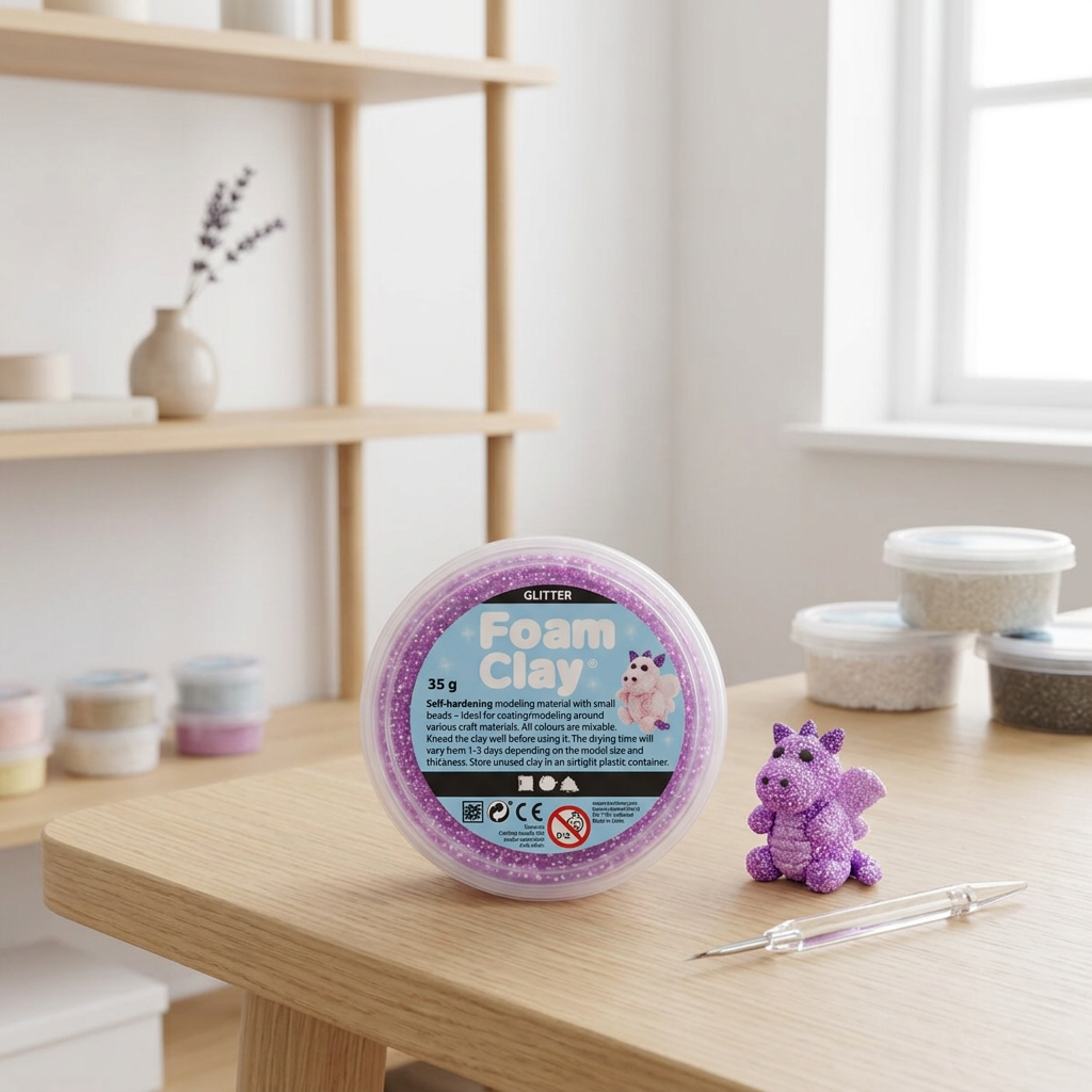 Samotvrdnoucí modelovací pěnová kuličková hmota Foam Clay 35g FIALOVÁ TŘPYTIVÁ