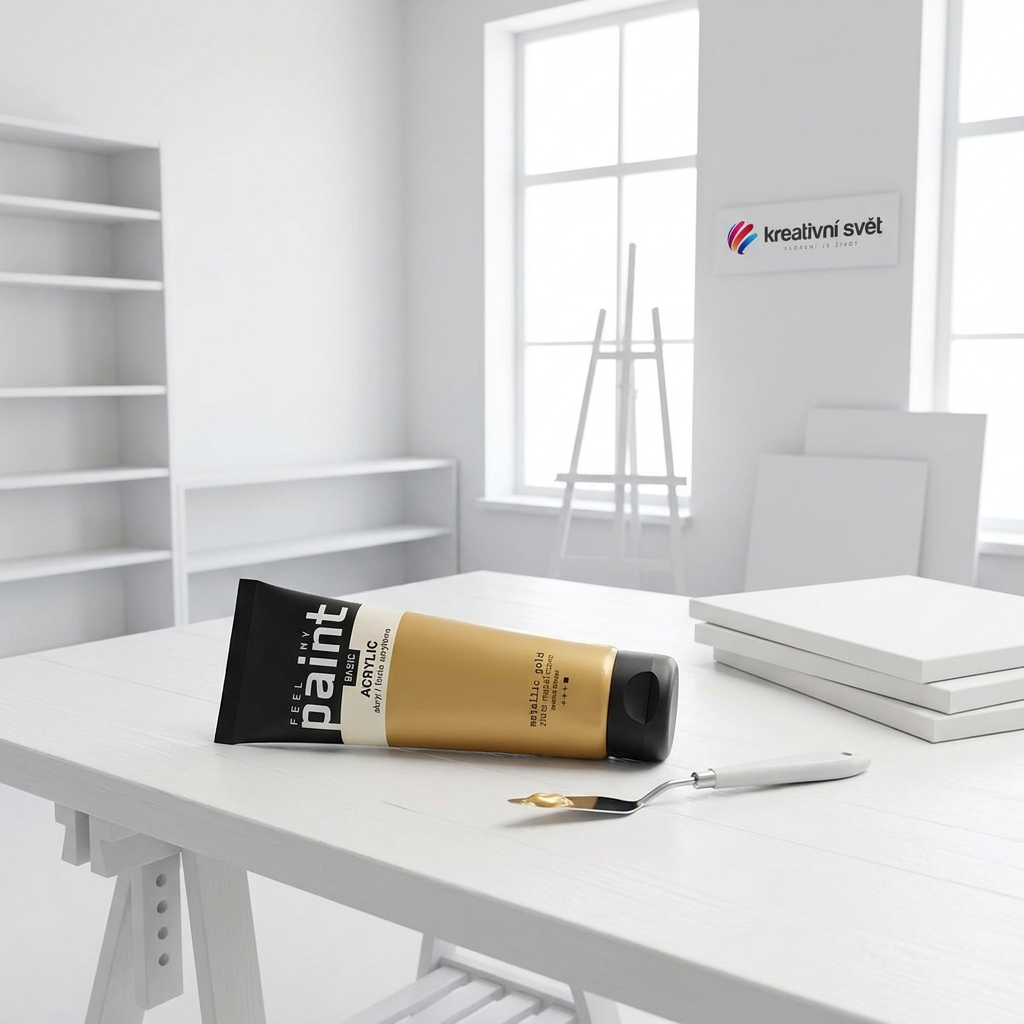 Akrylová barva FeelMyPaint 120 ml ZLATÁ - certifikace o bezpečnosti dětských hraček