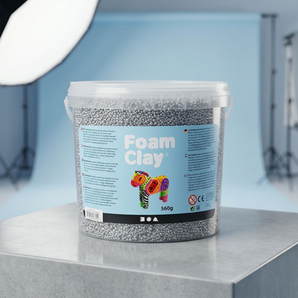 Samotvrdnoucí modelovací pěnová kuličková hmota Foam Clay STŘÍBRNÁ 560g