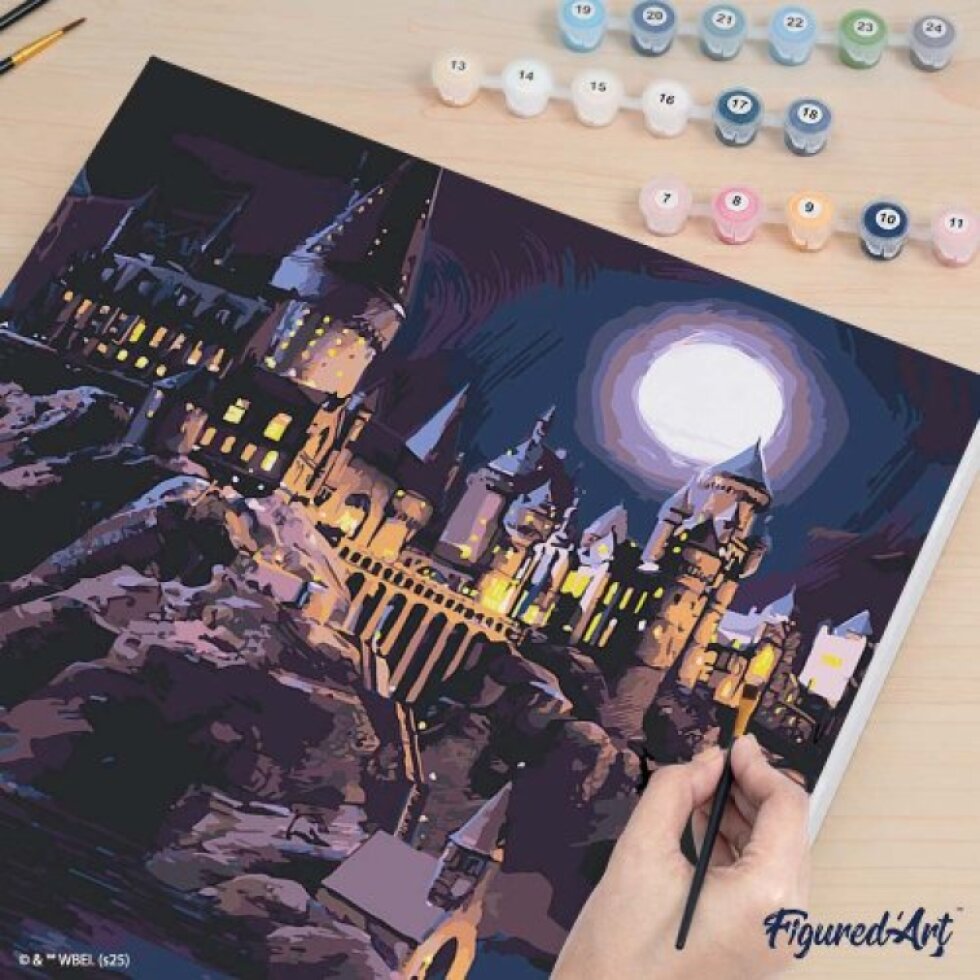 Malování podle čísel - HARRY POTTER - BRADAVICKÝ HRAD V NOCI 40 x 50 cm na rámu