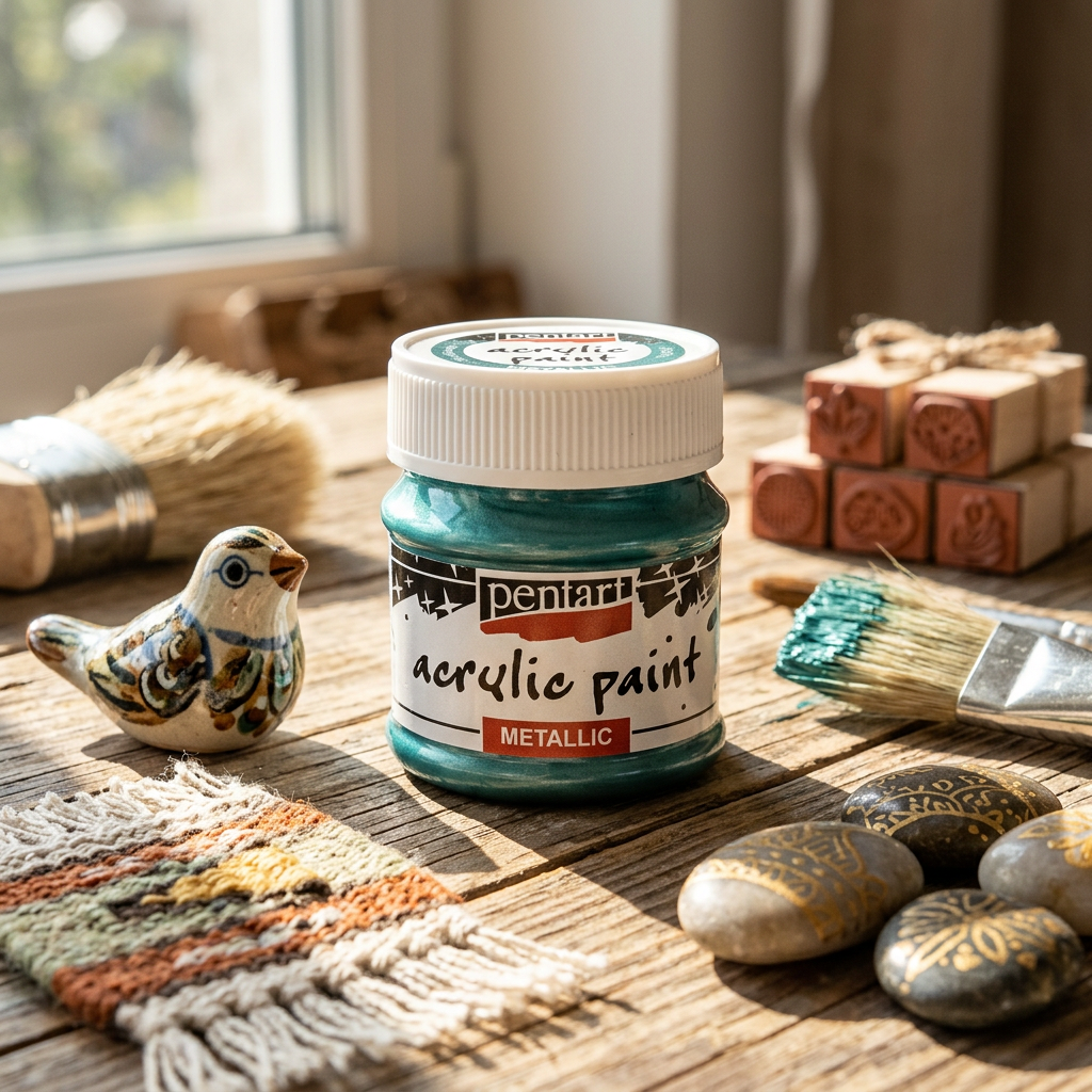 Akrylová barva metalická PENTART 50 ml MODROZELENÁ