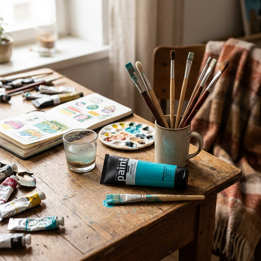 Akrylová barva FeelMyPaint 120 ml TYRKYSOVÁ - certifikace o bezpečnosti dětských hraček