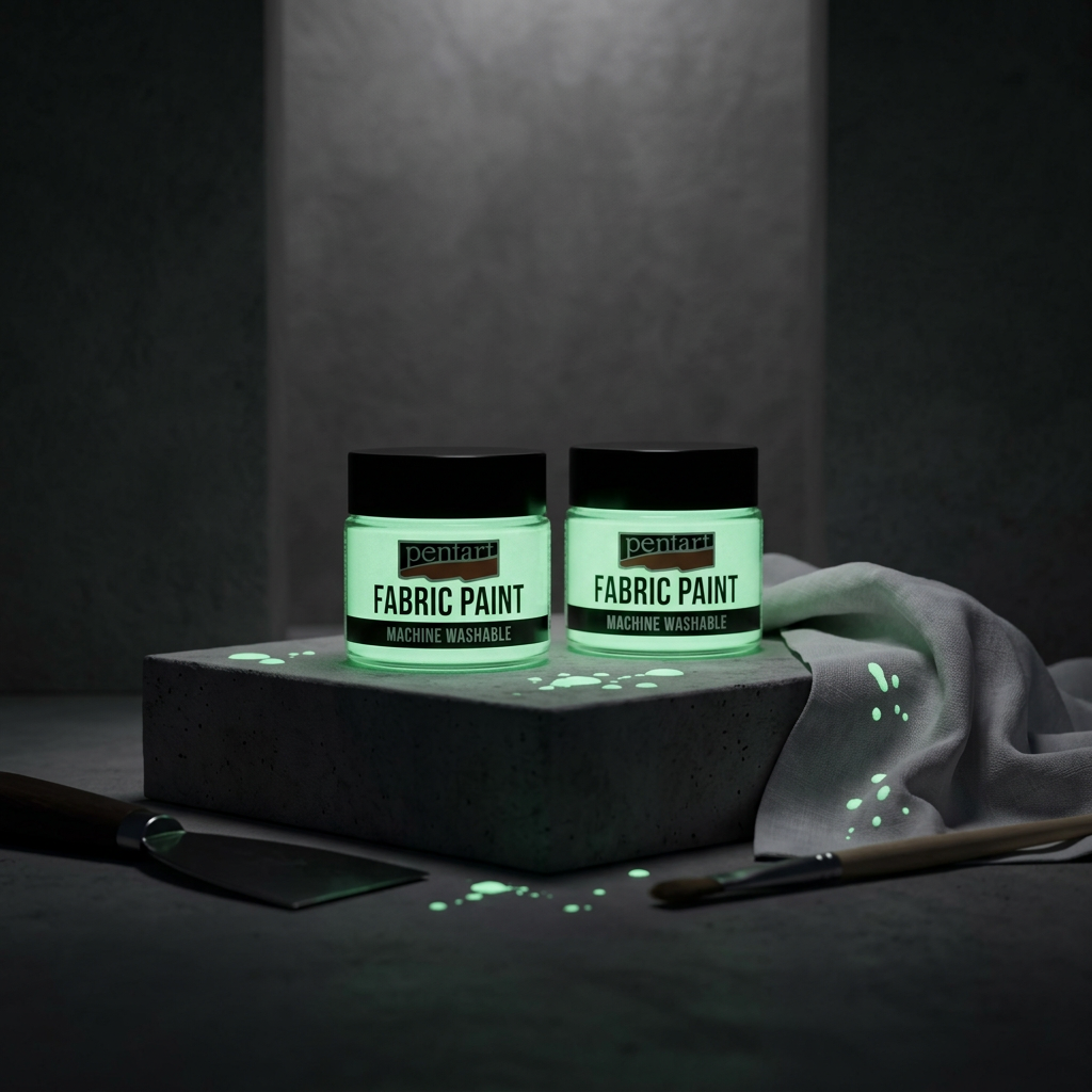Barva na textil PENTART 30 ml SVÍTÍCÍ VE TMĚ PALE MODRÁ