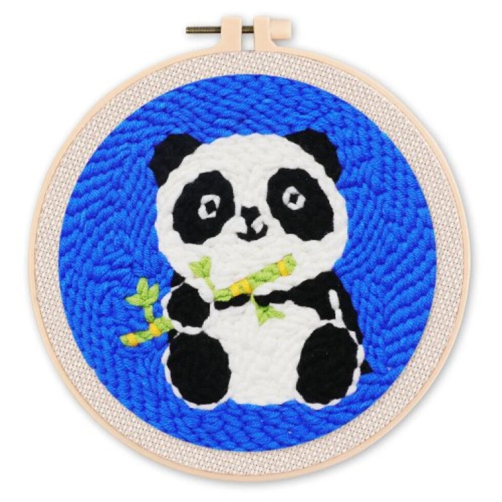 Vyšívání dutou jehlou sada - BABY PANDA 20x20 cm kulatý rám