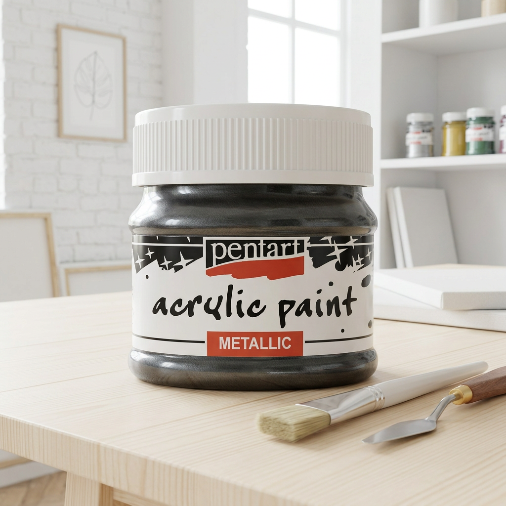 Akrylová barva metalická PENTART 50 ml ROKOKO STŘÍBRNÁ