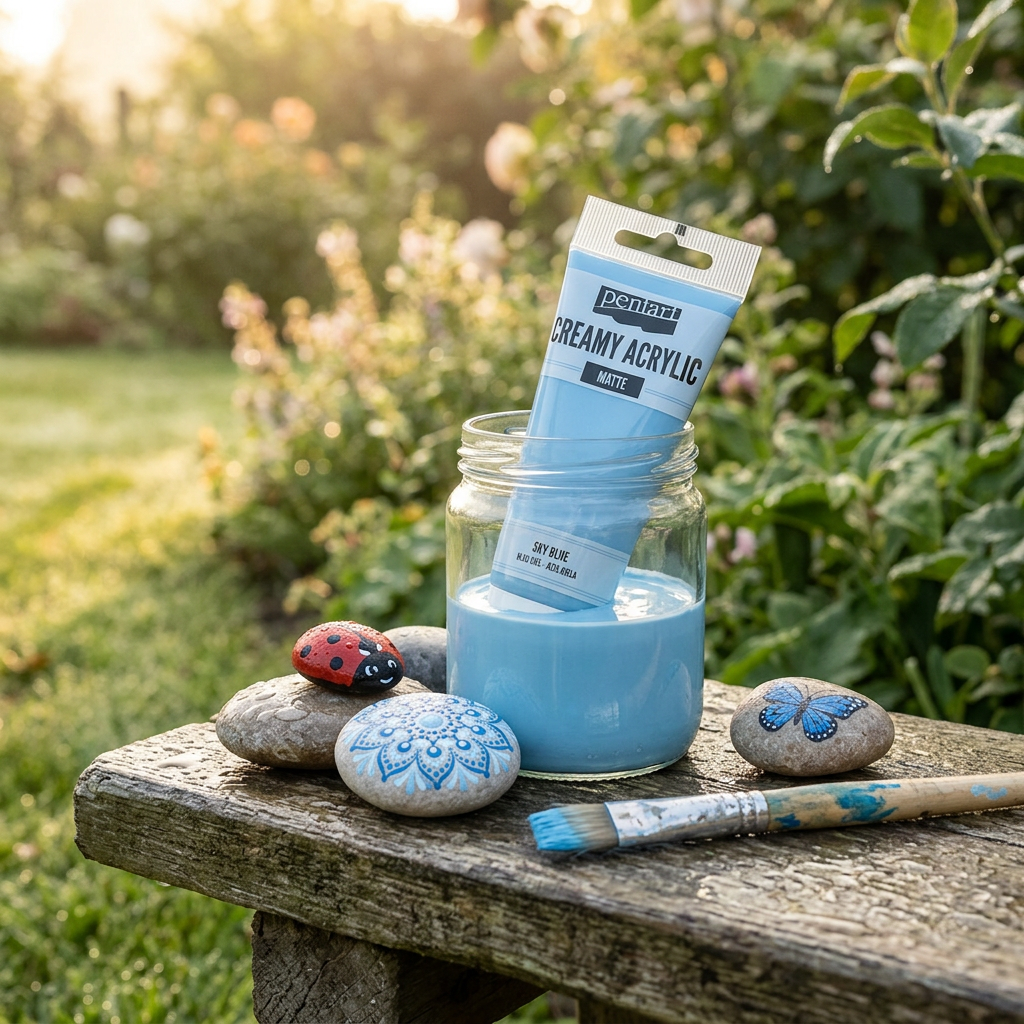 Krémová akrylová barva matná PENTART 60 ml NEBESKÁ MODRÁ