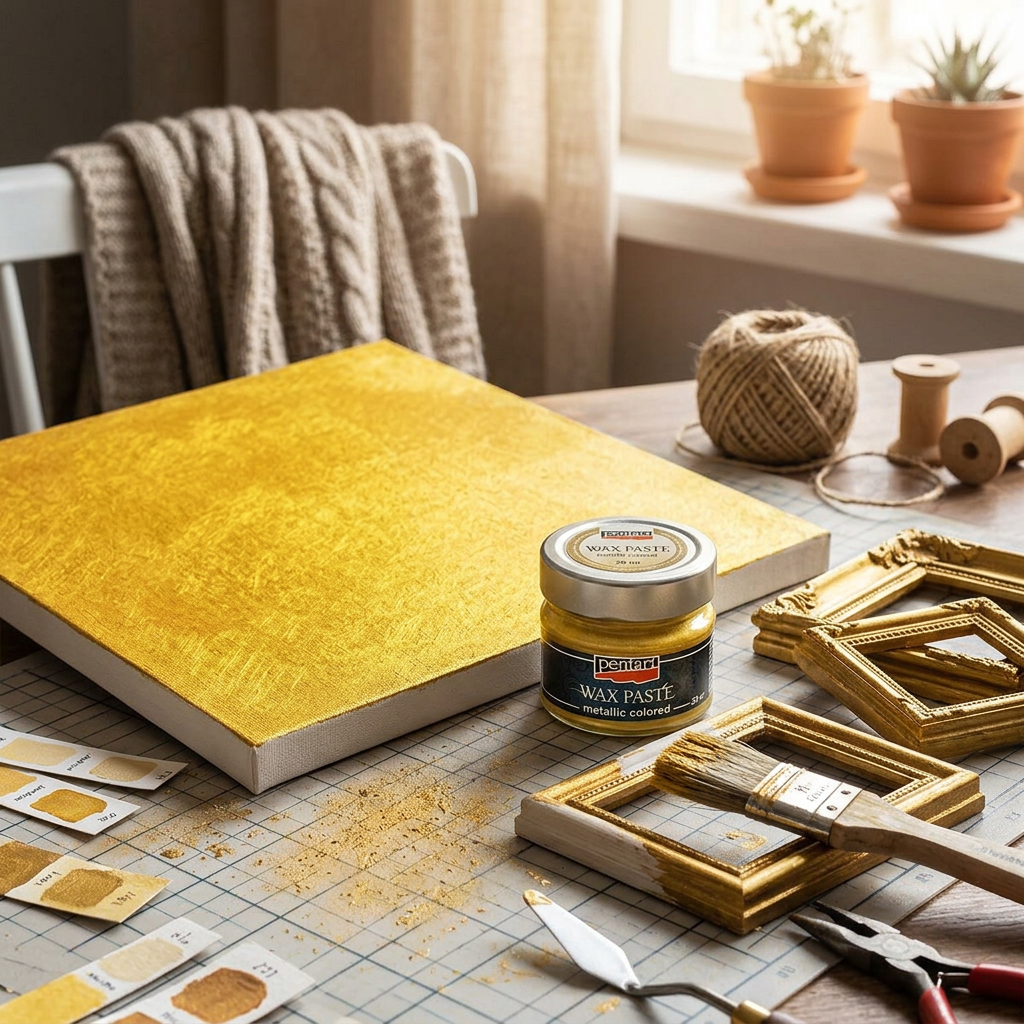 Vosková pasta barevná metalická PENTART 20 ml ŽLUTÁ