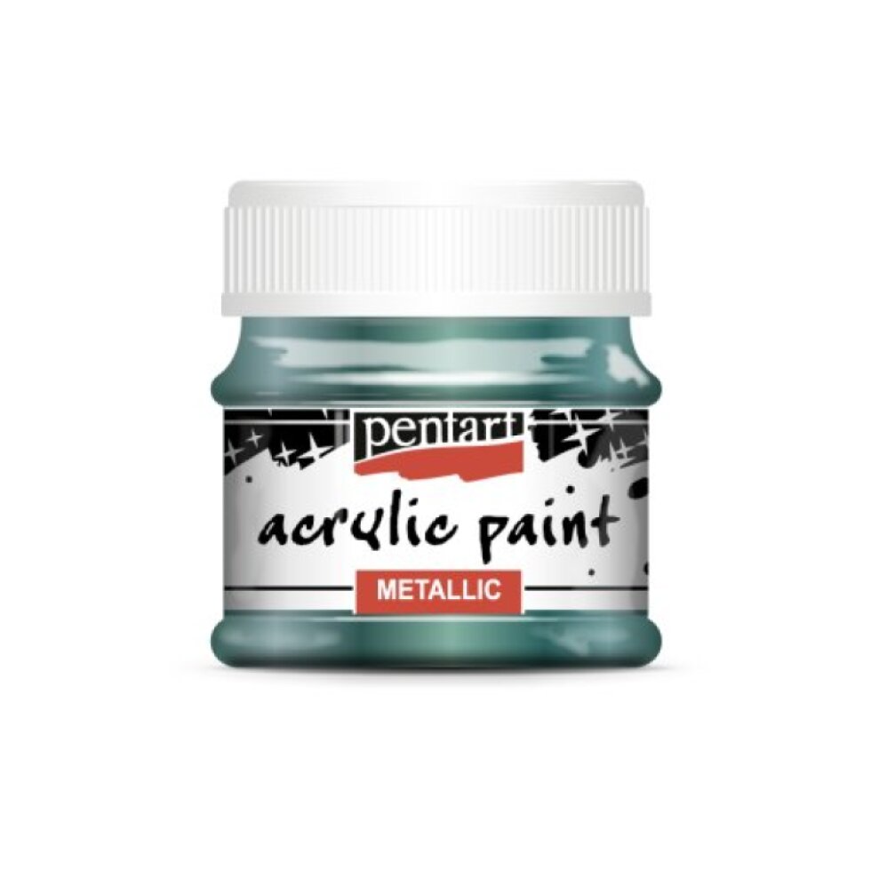 Akrylová barva metalická PENTART 50 ml MODROZELENÁ