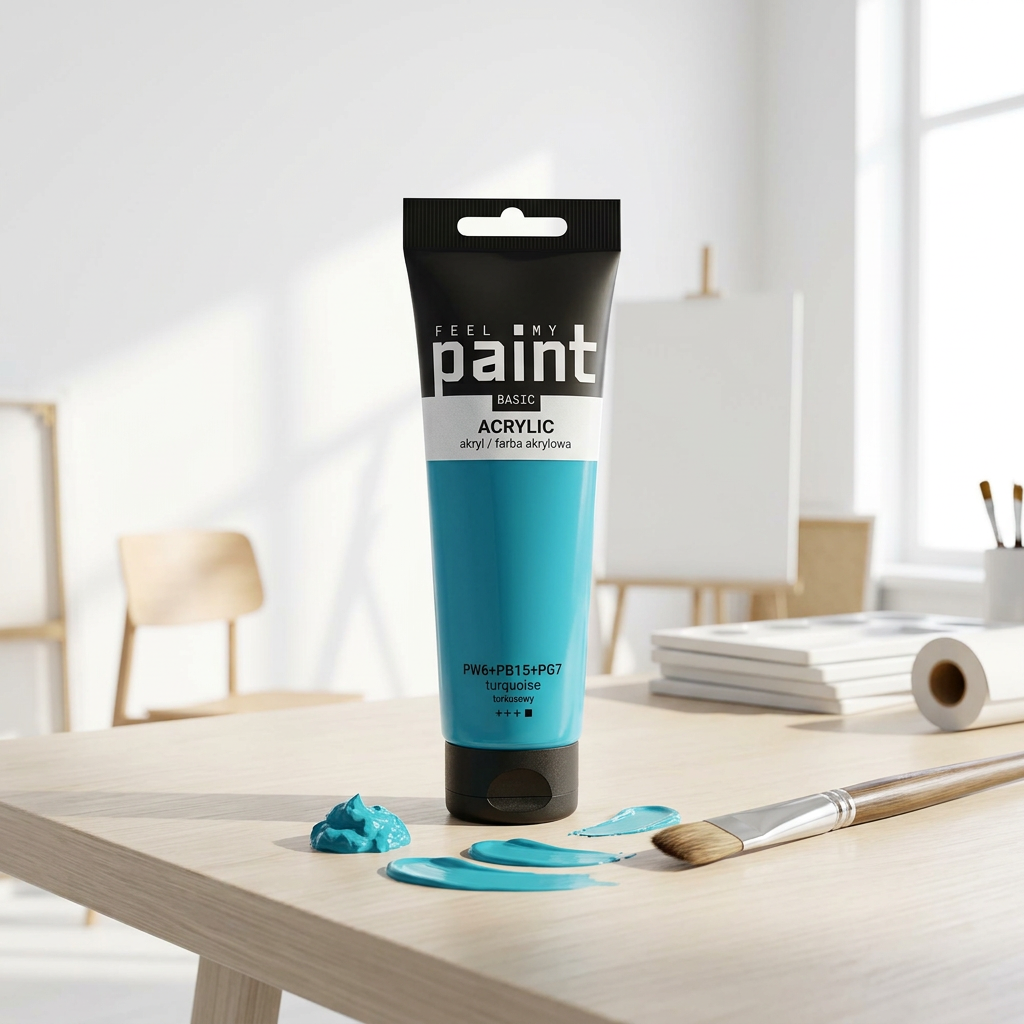 Akrylová barva FeelMyPaint 120 ml TYRKYSOVÁ - certifikace o bezpečnosti dětských hraček
